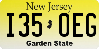 NJ license plate I35OEG