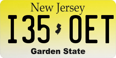 NJ license plate I35OET