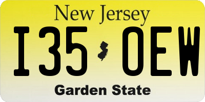 NJ license plate I35OEW