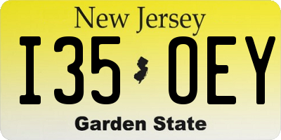 NJ license plate I35OEY