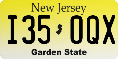 NJ license plate I35OQX