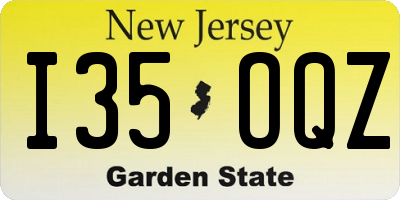 NJ license plate I35OQZ