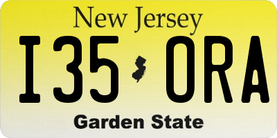 NJ license plate I35ORA