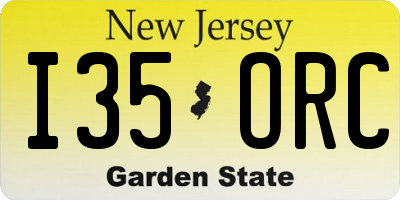 NJ license plate I35ORC