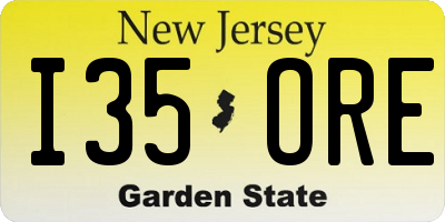 NJ license plate I35ORE