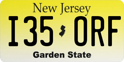 NJ license plate I35ORF