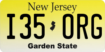 NJ license plate I35ORG