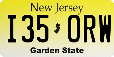NJ license plate I35ORW
