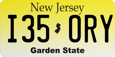 NJ license plate I35ORY