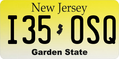 NJ license plate I35OSQ