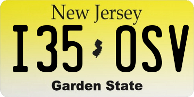 NJ license plate I35OSV