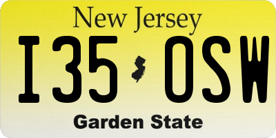 NJ license plate I35OSW