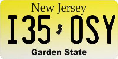 NJ license plate I35OSY