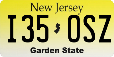 NJ license plate I35OSZ