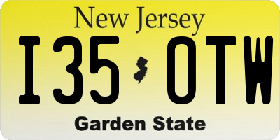 NJ license plate I35OTW