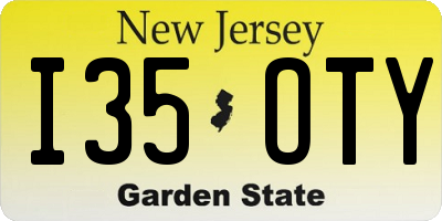 NJ license plate I35OTY