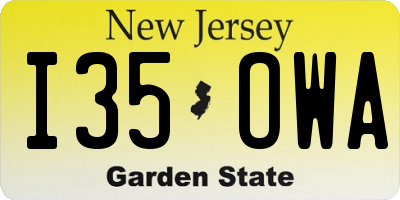NJ license plate I35OWA