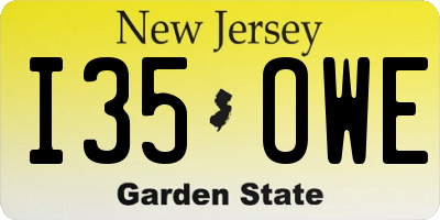 NJ license plate I35OWE