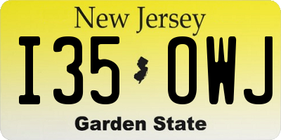 NJ license plate I35OWJ
