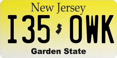 NJ license plate I35OWK