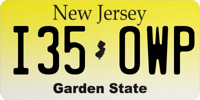 NJ license plate I35OWP