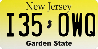 NJ license plate I35OWQ