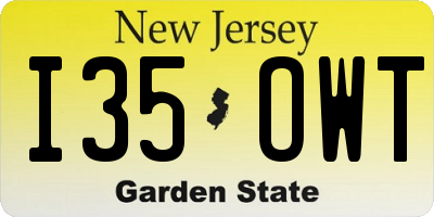 NJ license plate I35OWT