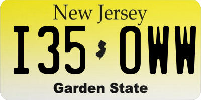 NJ license plate I35OWW