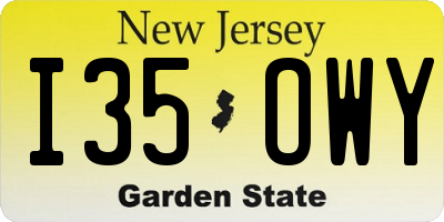 NJ license plate I35OWY
