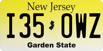 NJ license plate I35OWZ