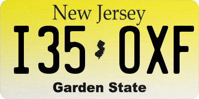 NJ license plate I35OXF