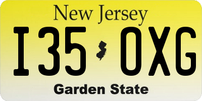 NJ license plate I35OXG