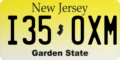 NJ license plate I35OXM