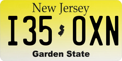 NJ license plate I35OXN