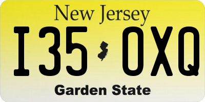 NJ license plate I35OXQ