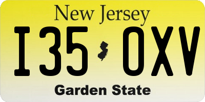 NJ license plate I35OXV