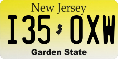NJ license plate I35OXW
