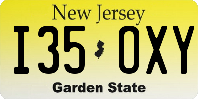 NJ license plate I35OXY