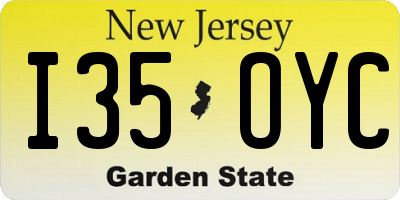 NJ license plate I35OYC