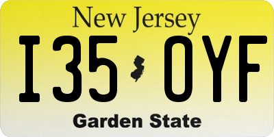 NJ license plate I35OYF