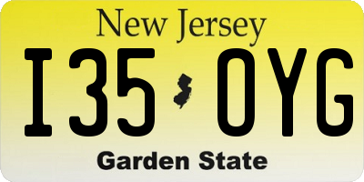 NJ license plate I35OYG