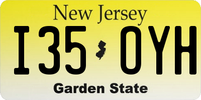 NJ license plate I35OYH