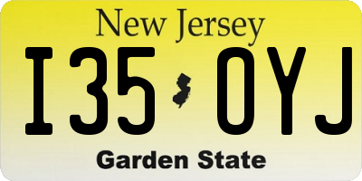 NJ license plate I35OYJ