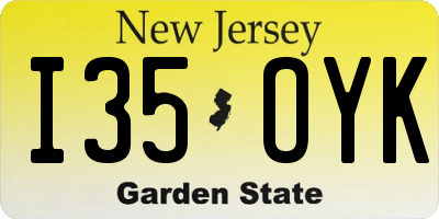 NJ license plate I35OYK