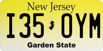 NJ license plate I35OYM