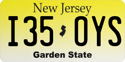 NJ license plate I35OYS