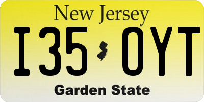 NJ license plate I35OYT