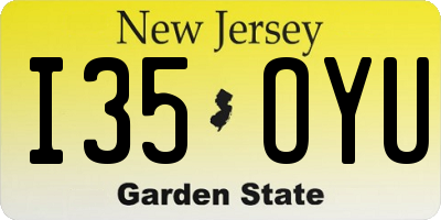 NJ license plate I35OYU