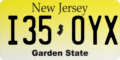 NJ license plate I35OYX