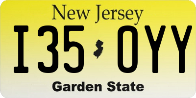 NJ license plate I35OYY